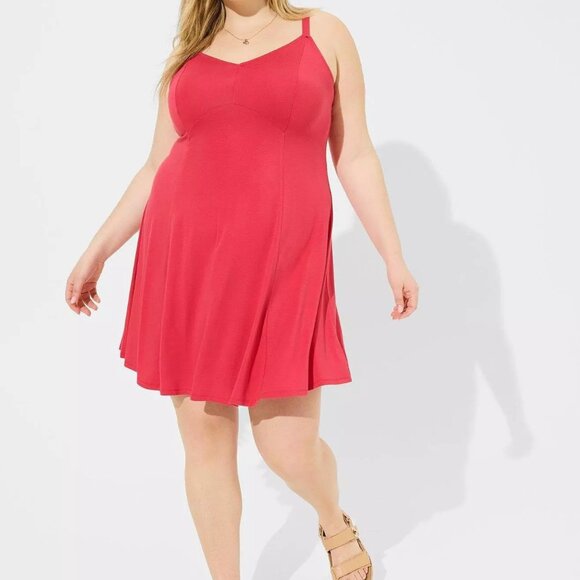 ❤NWT VINTAGE TORRID MINI TANK DRESS - VIVA MAGENTA RED - SUPER SOFT - PLUS SIZE - Picture 1 of 12